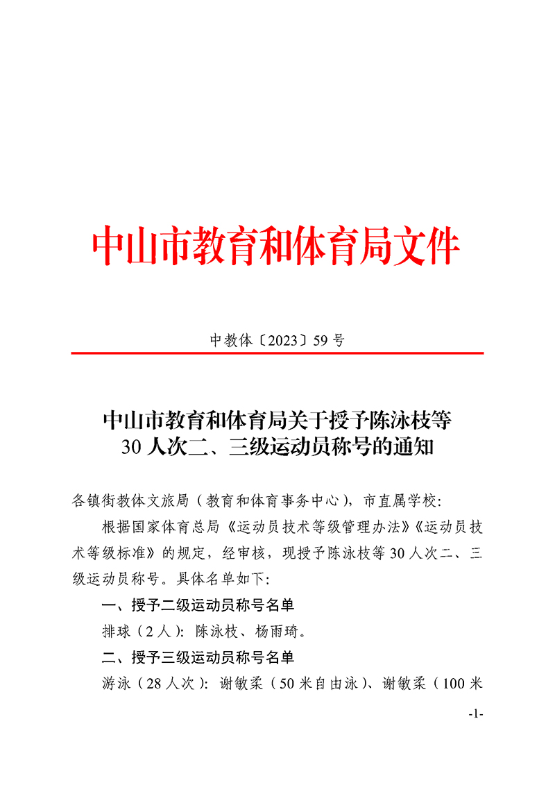 2023中教体59-关于授予陈泳枝等30人次二、三级运动员称号的通知_页面_1.jpg